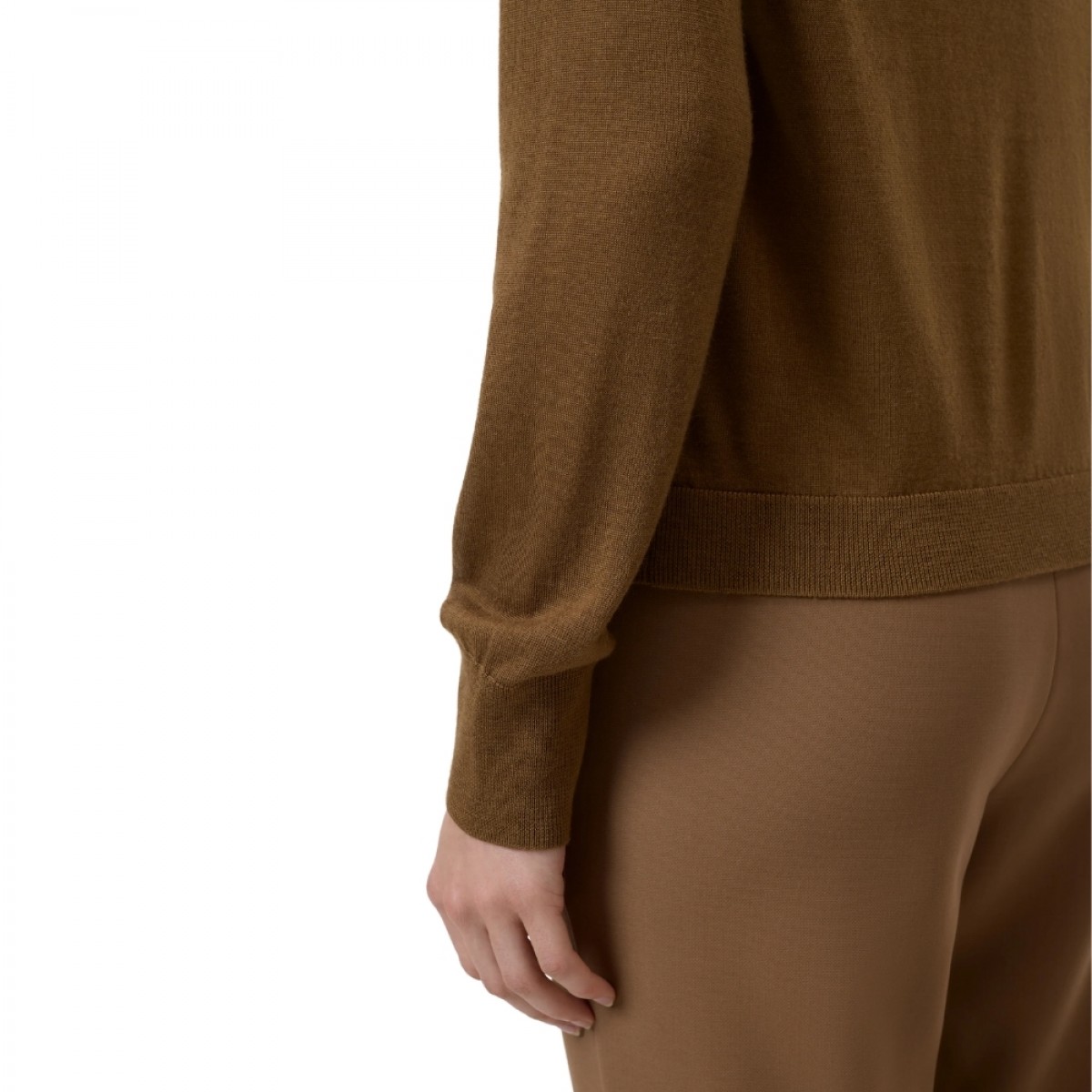 closed wide neck long sleeve - light mocha brown - rib