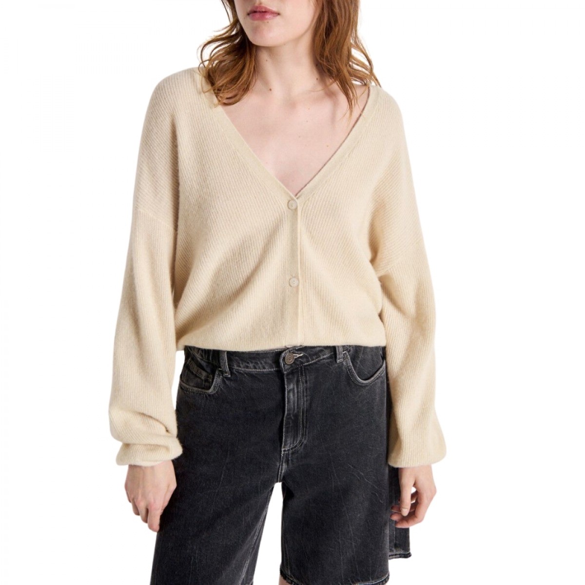 women's cardigan raxow - natural - model front
