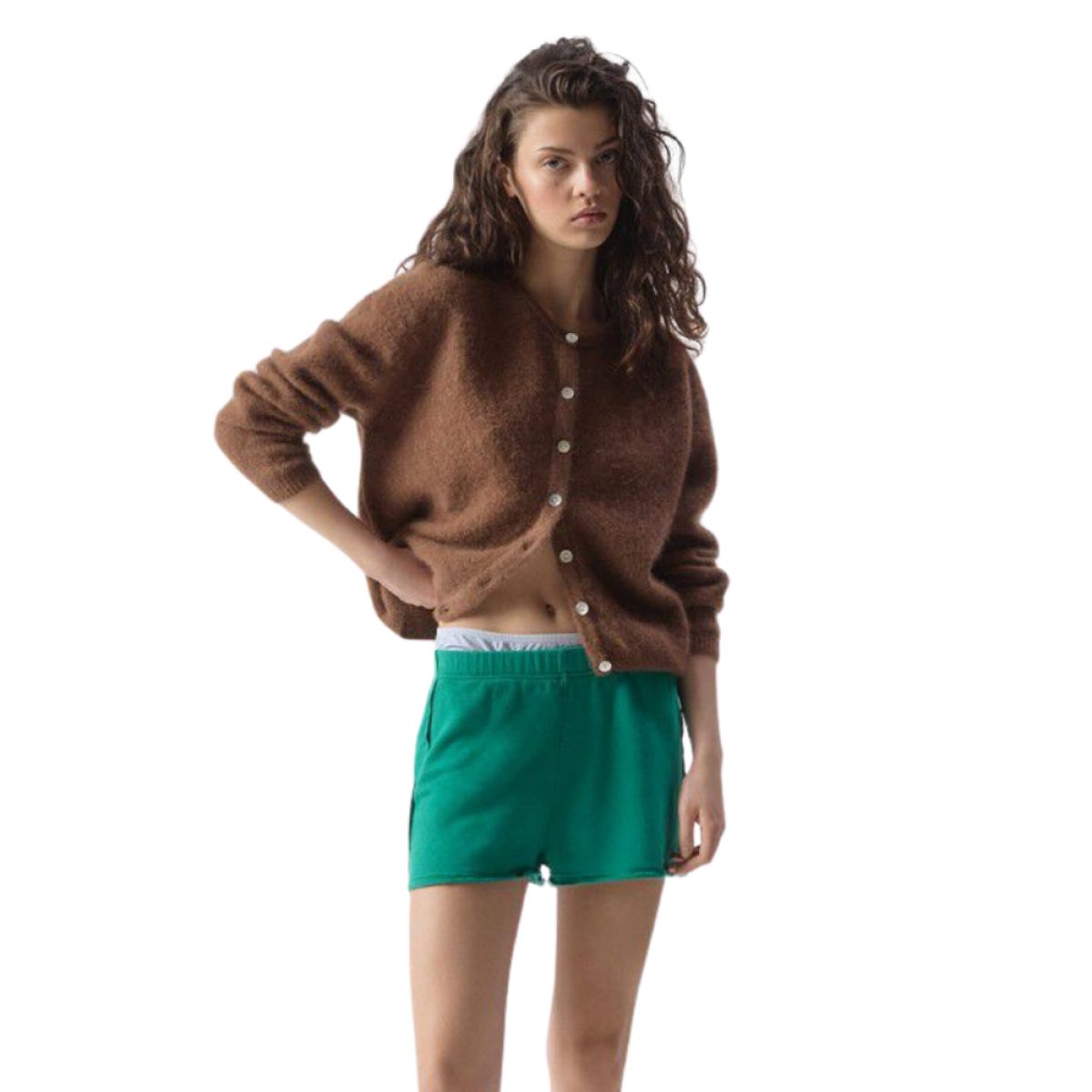 women's cardigan vitow - chocolate melange - look