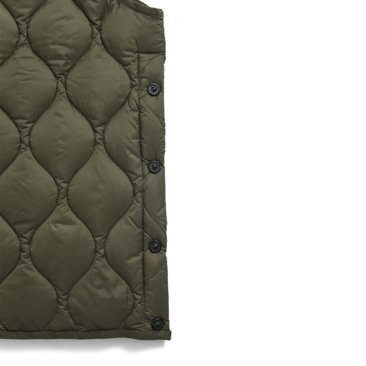 taion unisex military crew neck down vest - d. olive - knap i side 