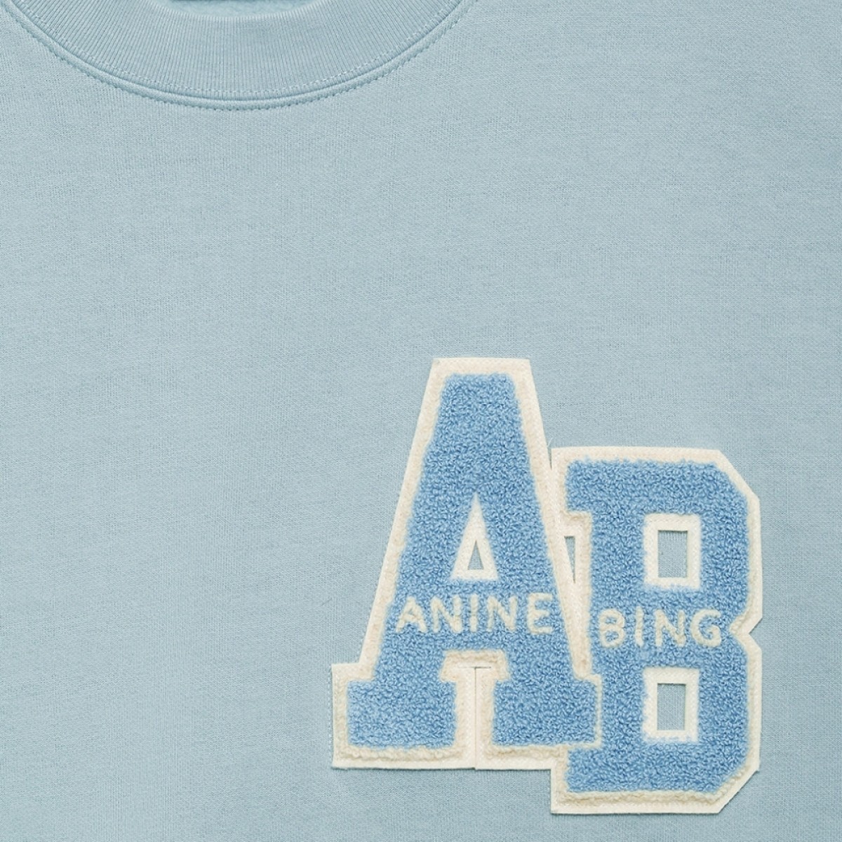 anine bing miles sweatshirt letteman - pastel blue - logo