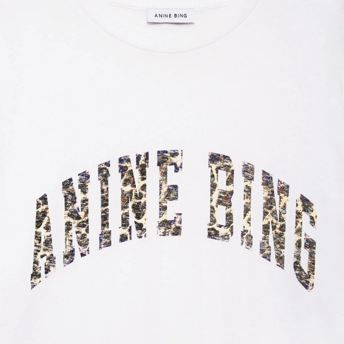anine bing walker tee leopard - ivory - print