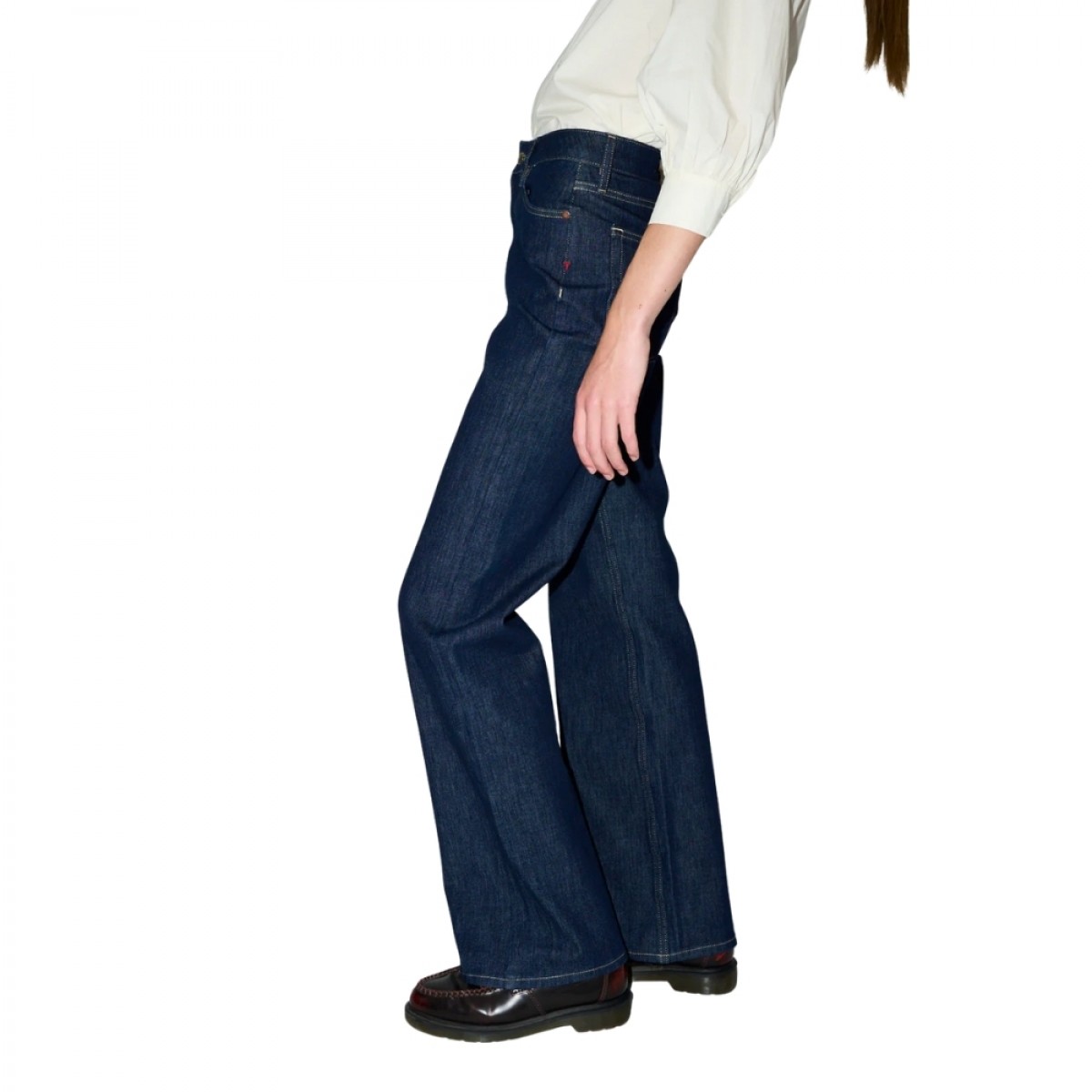 trw brown jeans - wash como rinse - denim blue - fra siden