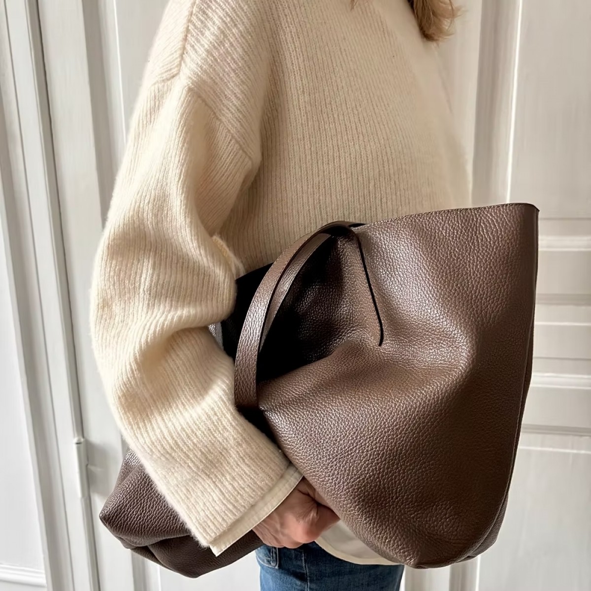 karin large tote bag - cacao - fra siden 