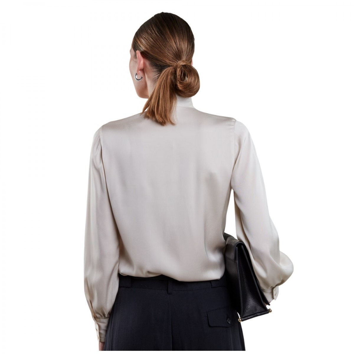 selma blouse bowtie flyfront - champagne - modelryg