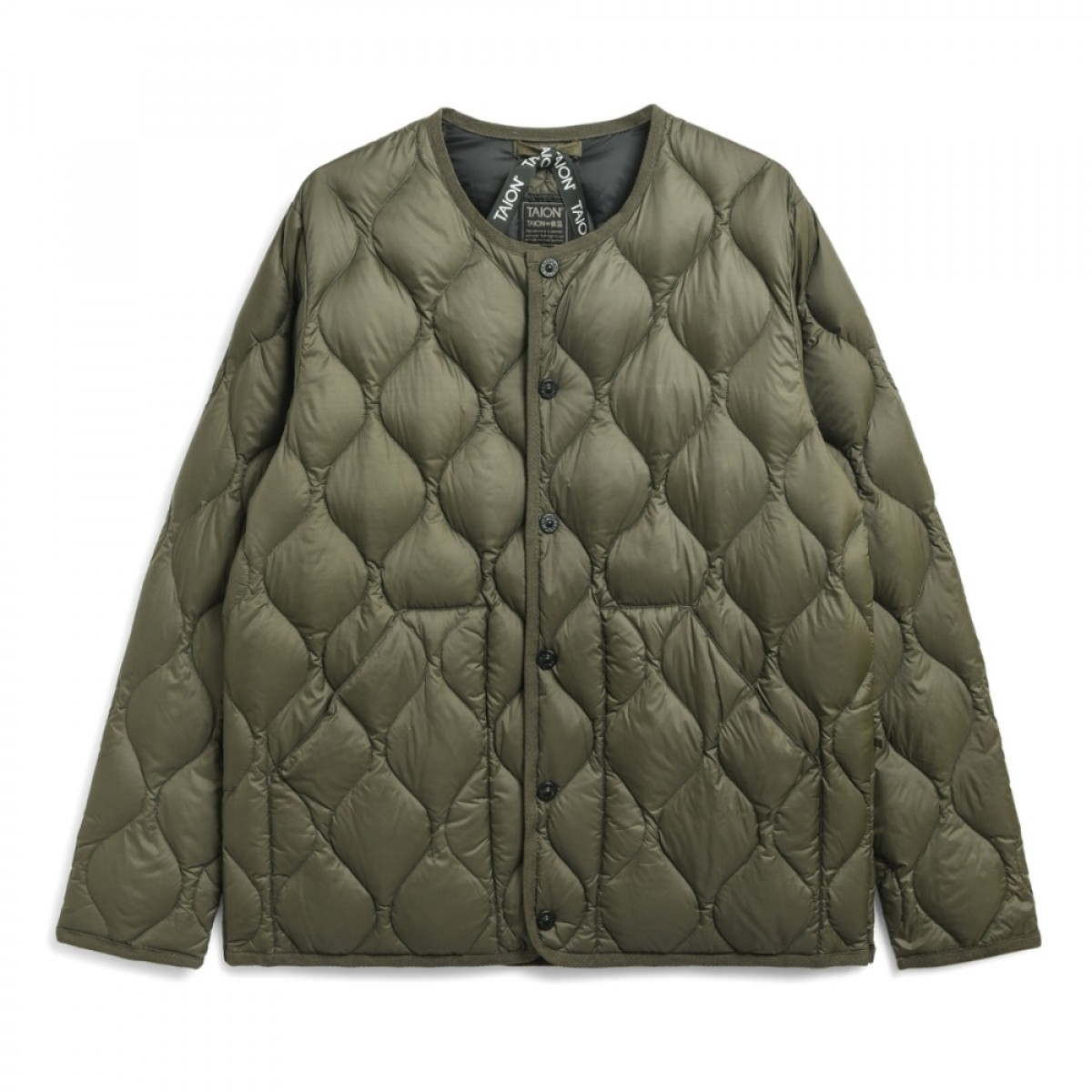 taion unisex military crew neck down jacket - dark olive