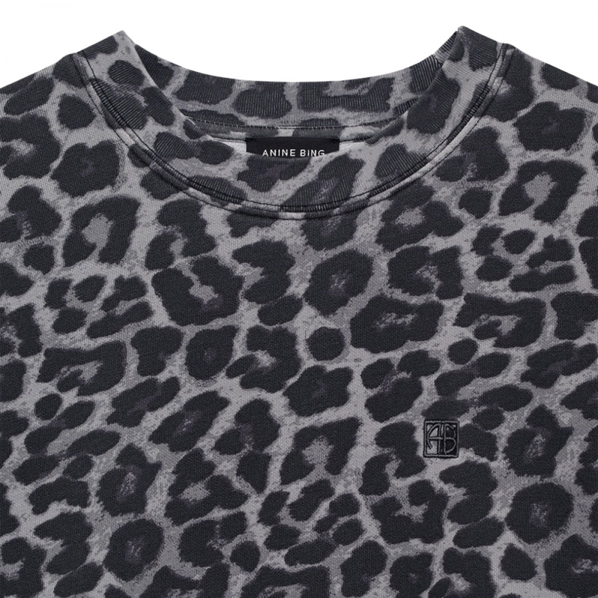 anine bing miles sweatshirt leopard - grey leopard - hals