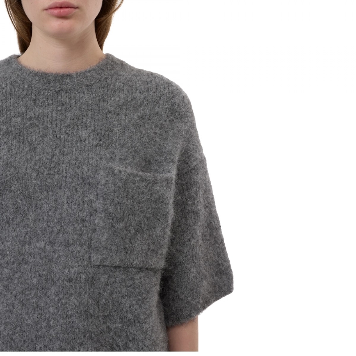 closed crew short sleeve - dark grey melange -ærme