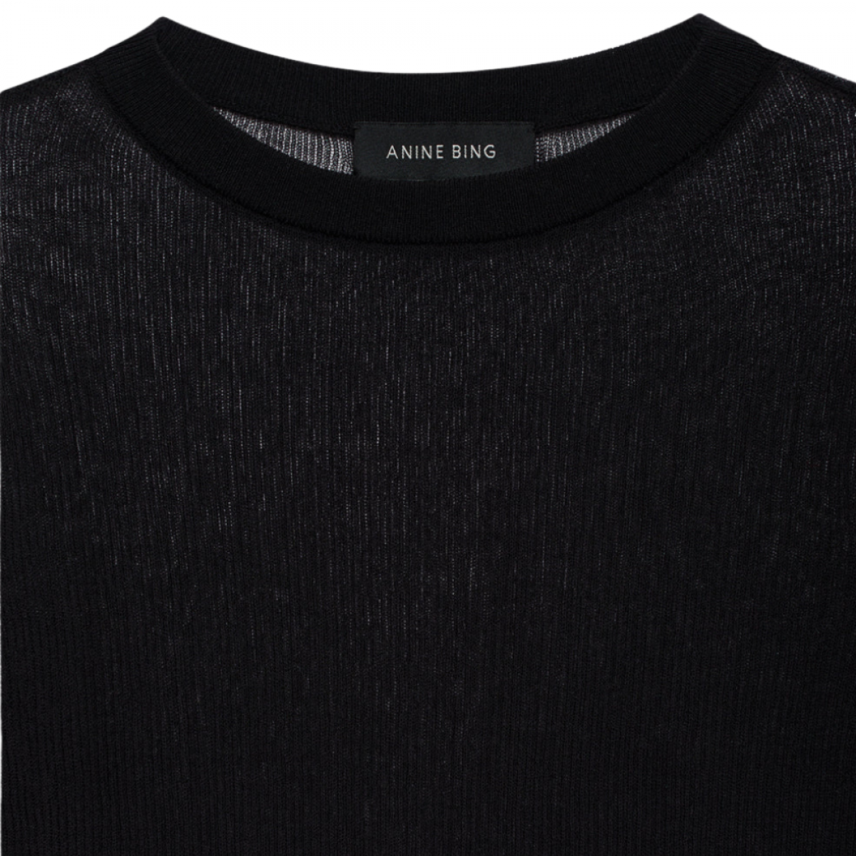 anine bing tiana sweater - black - hals 