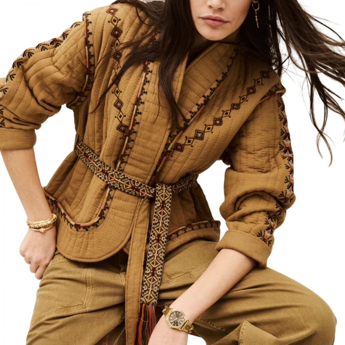 ba&sh jacket cocoon - camel - model look