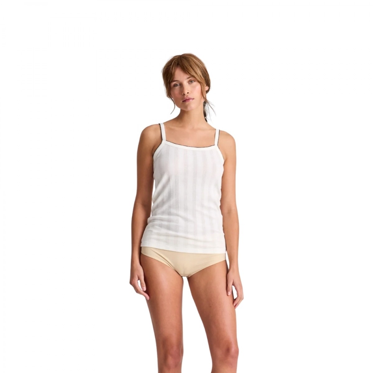liva cotton strap top drop needle - off white
