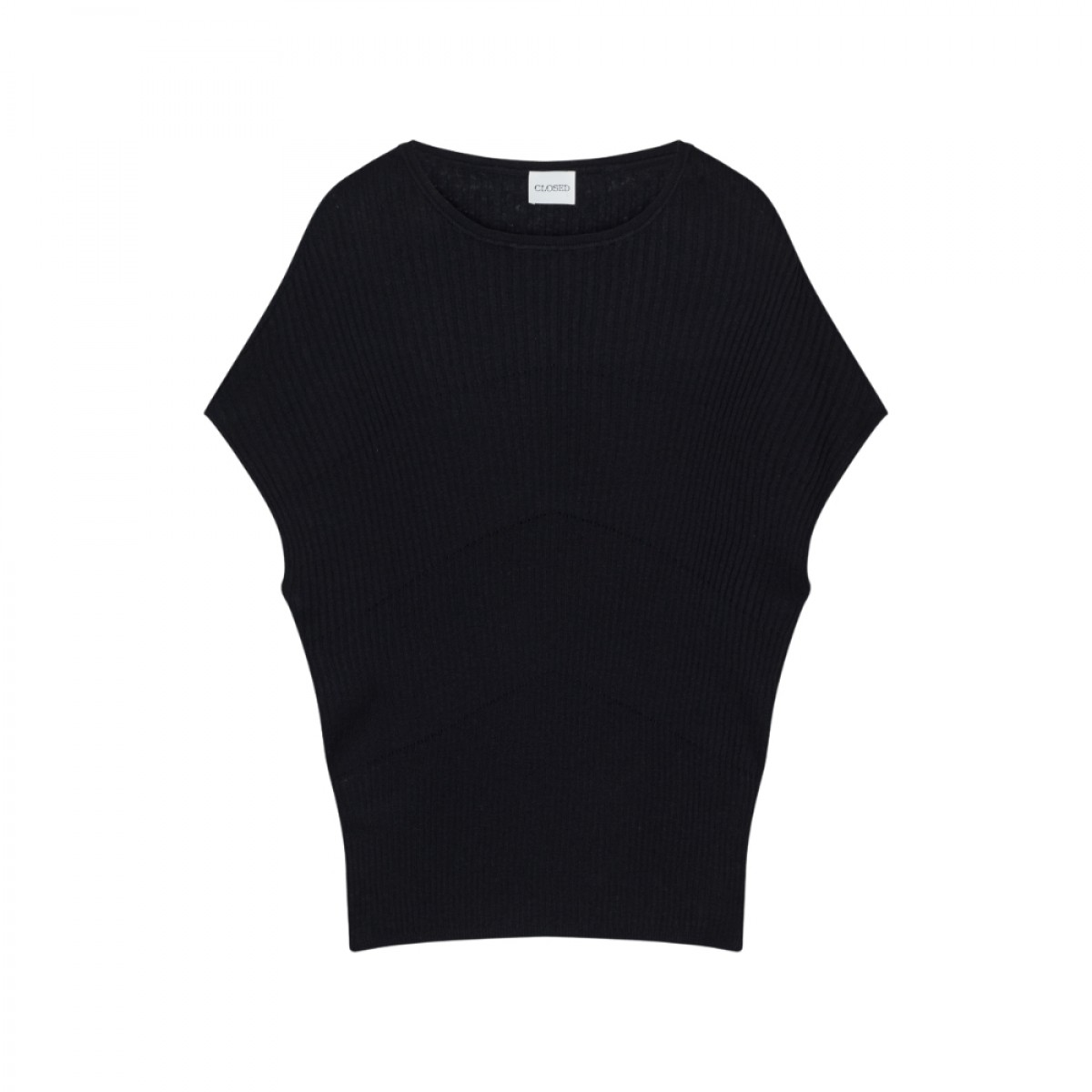 closed crew neck batwing - black - front