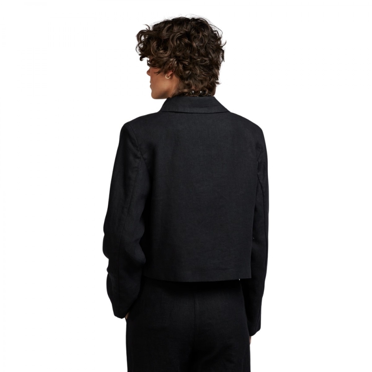 leia jacket linen - black - model bagfra 
