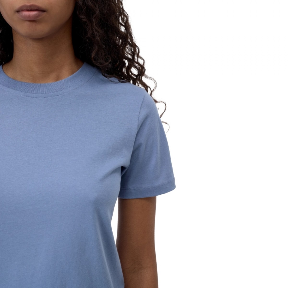 closed organic t-shirt - stone blue - hals 