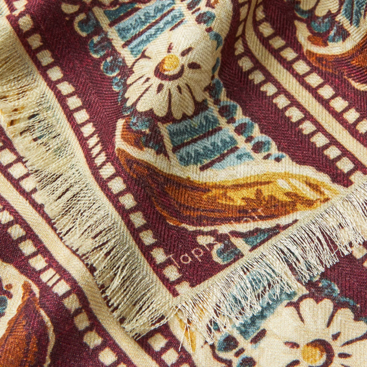 wool small gabby scarf - bordeaux - logo