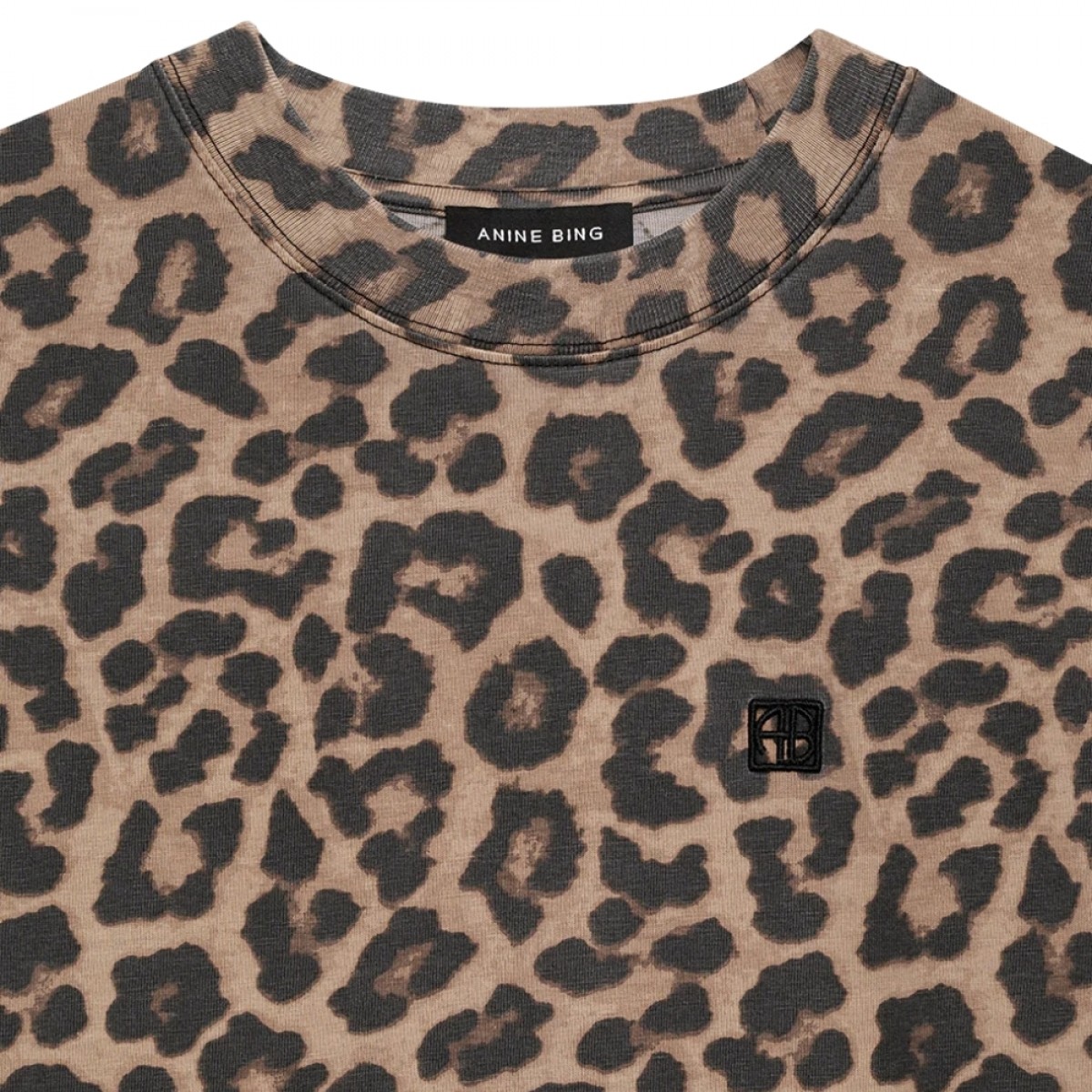 anine bing beth mini dress - black and brown leopard - logo