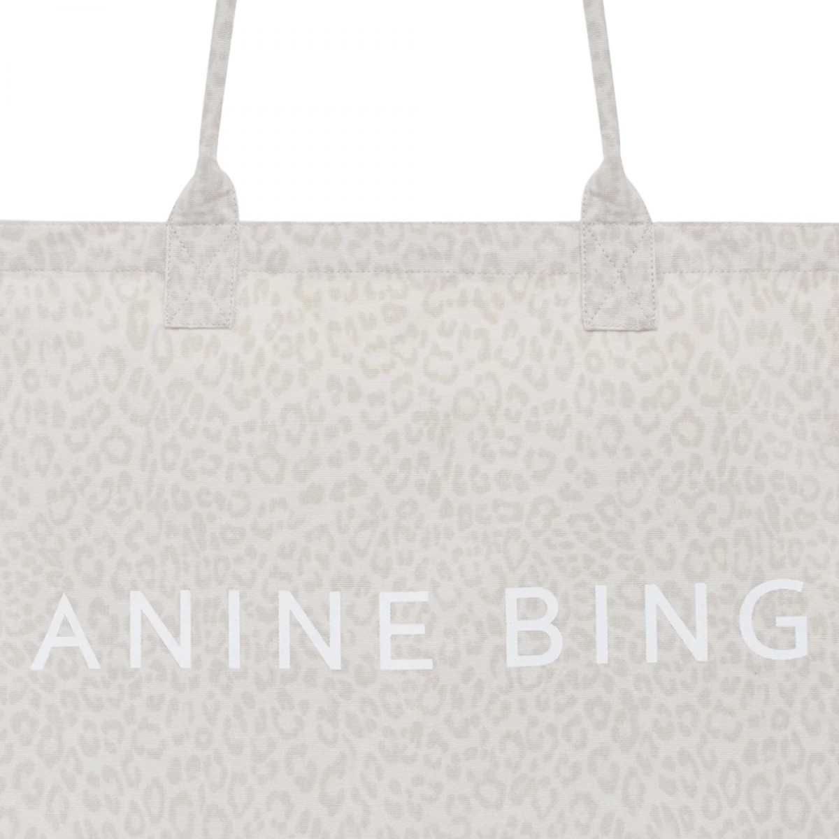 anine bing tote leopard - washed white - logo