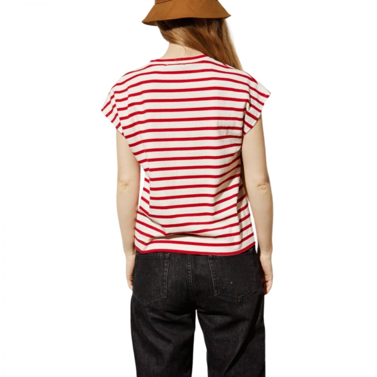 theoxane mariniere tank top - offwhite red - ryg