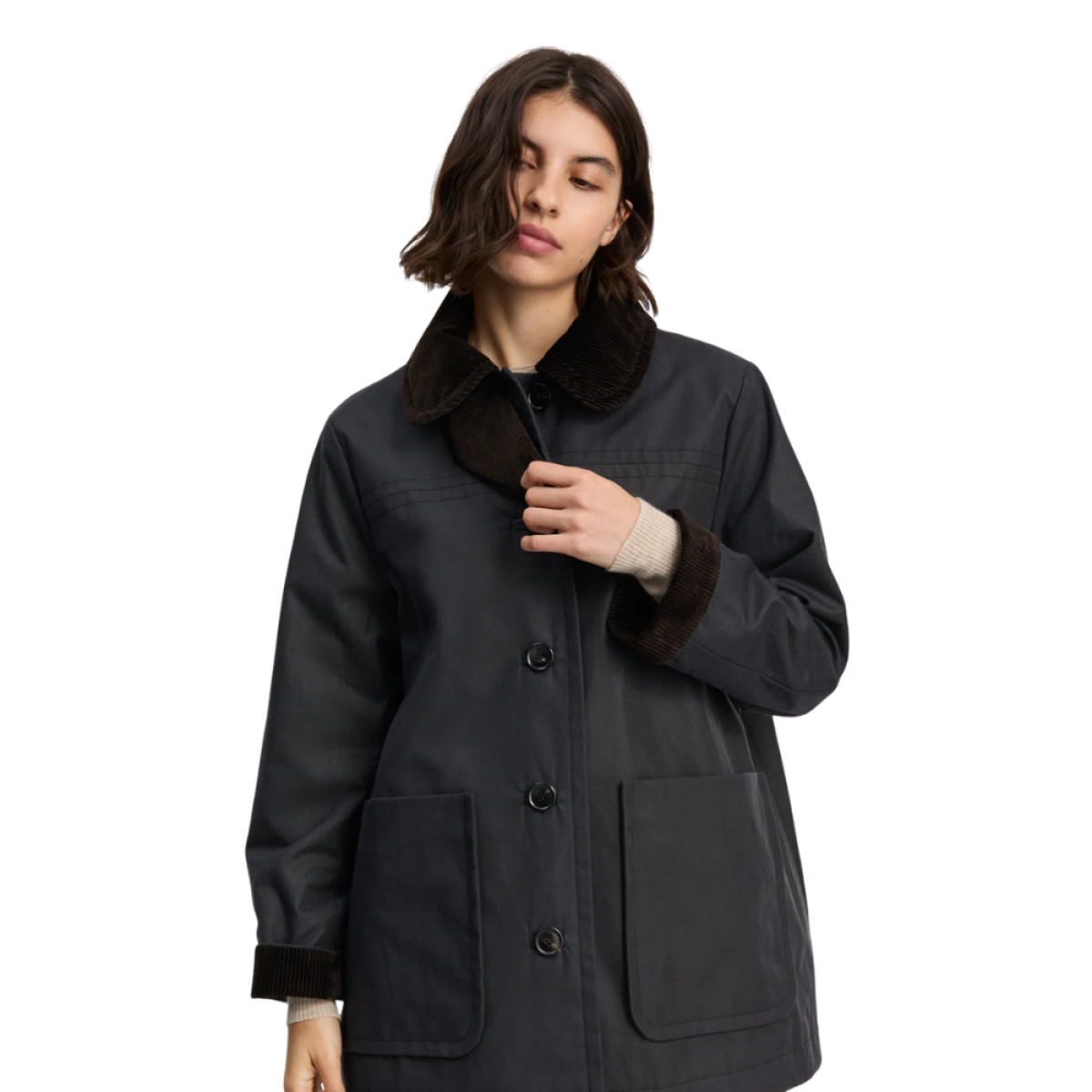 aiayu jamie jacket ripstop oilskin - antracite - model look 