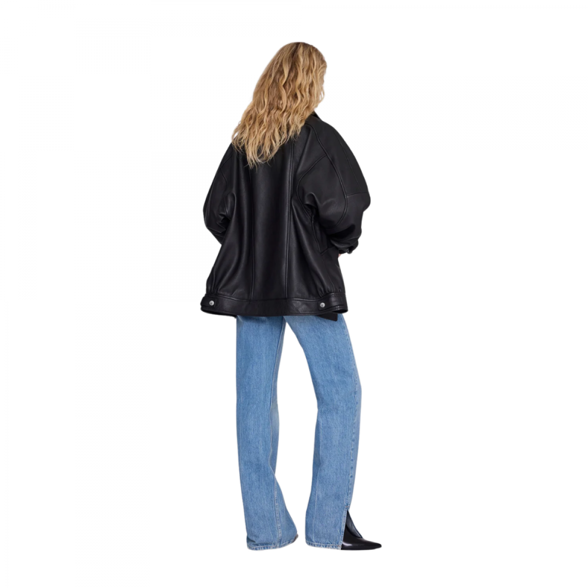 anine bing sandy jacket leather - black - model ryg