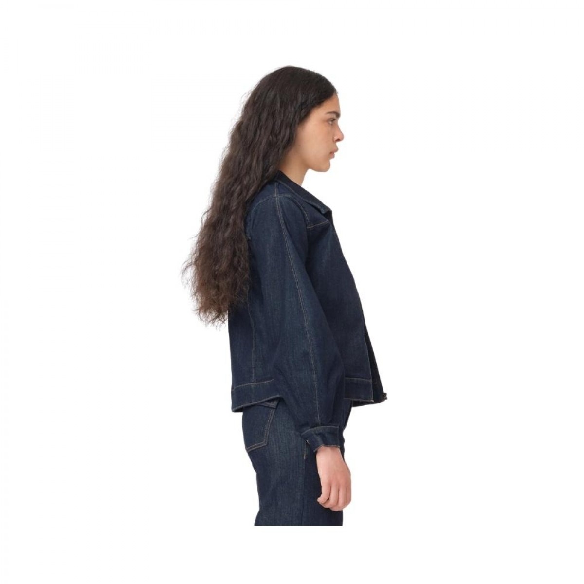 greta zip jacket - denim blue - model fra siden 
