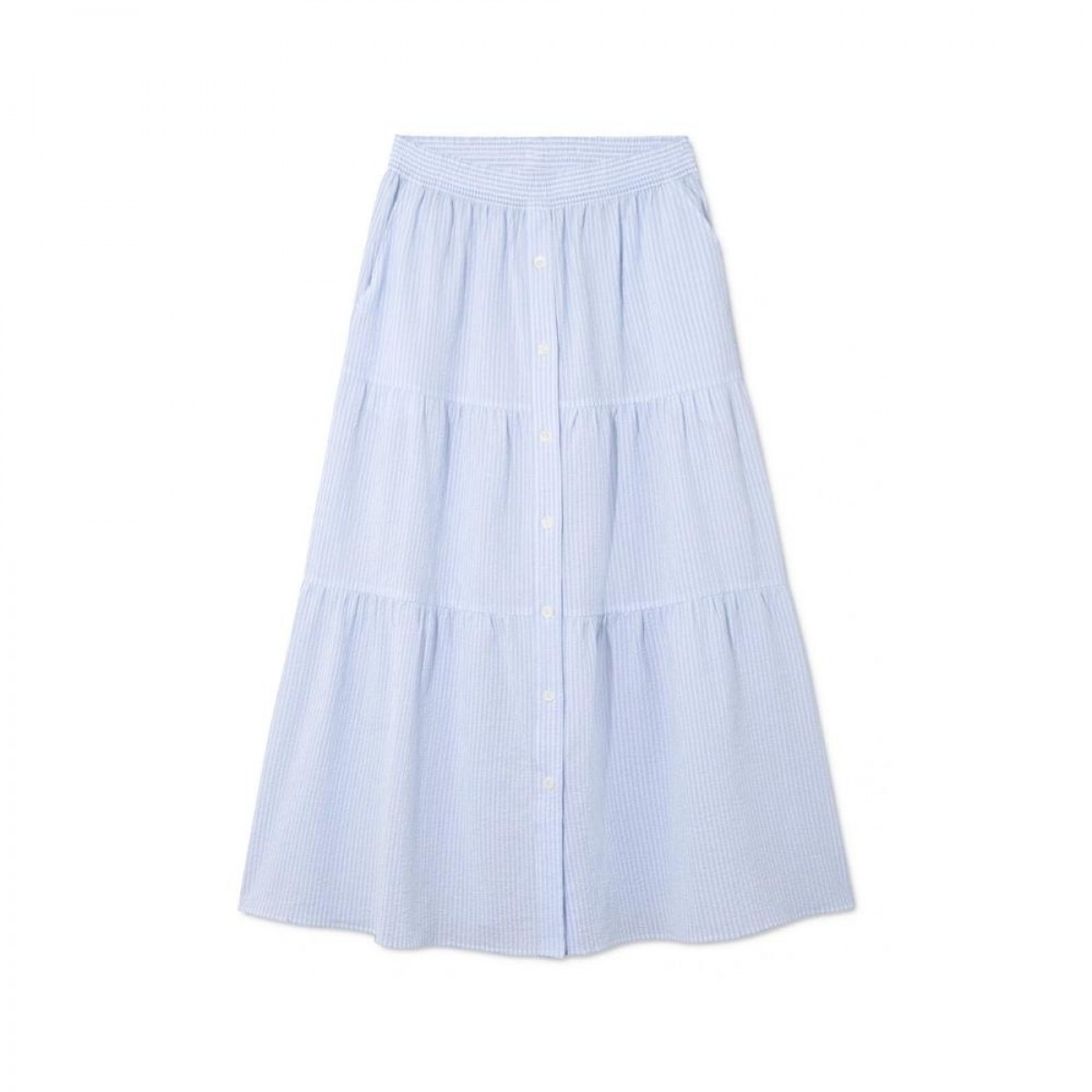 phi skirt - light blue / white stripe - front