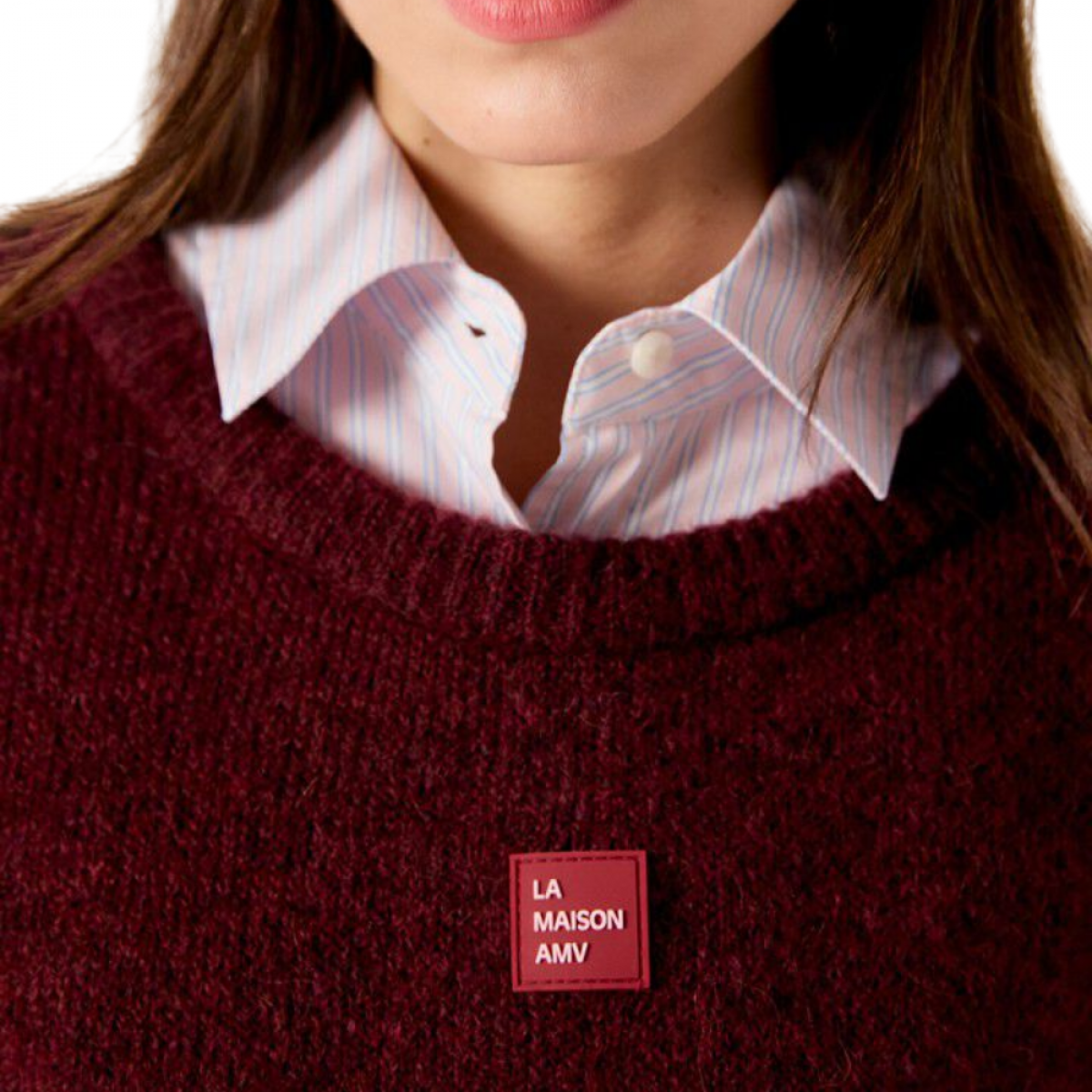 women's sweater east - acerola melange - hals