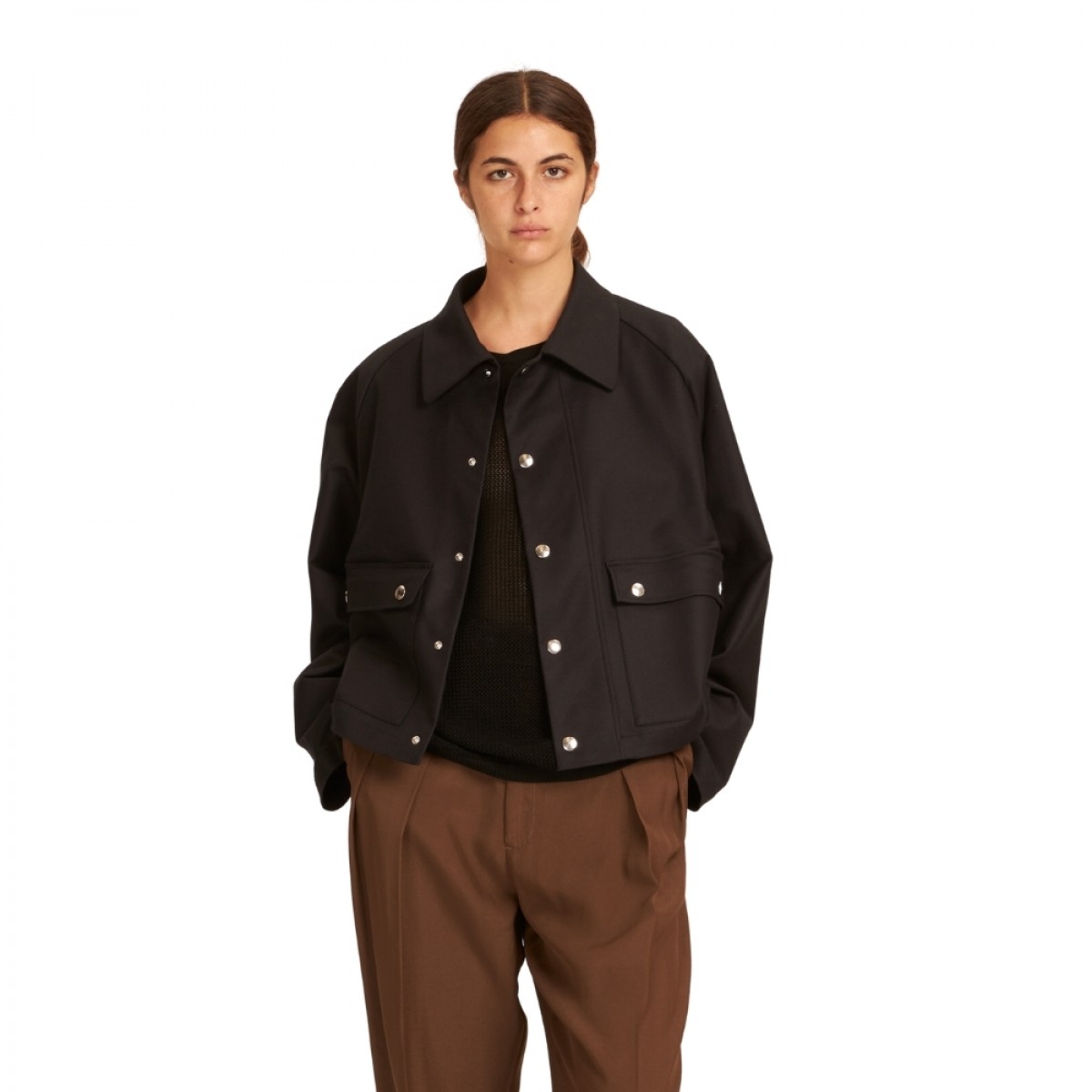 aria minimal jacket - black - model front
