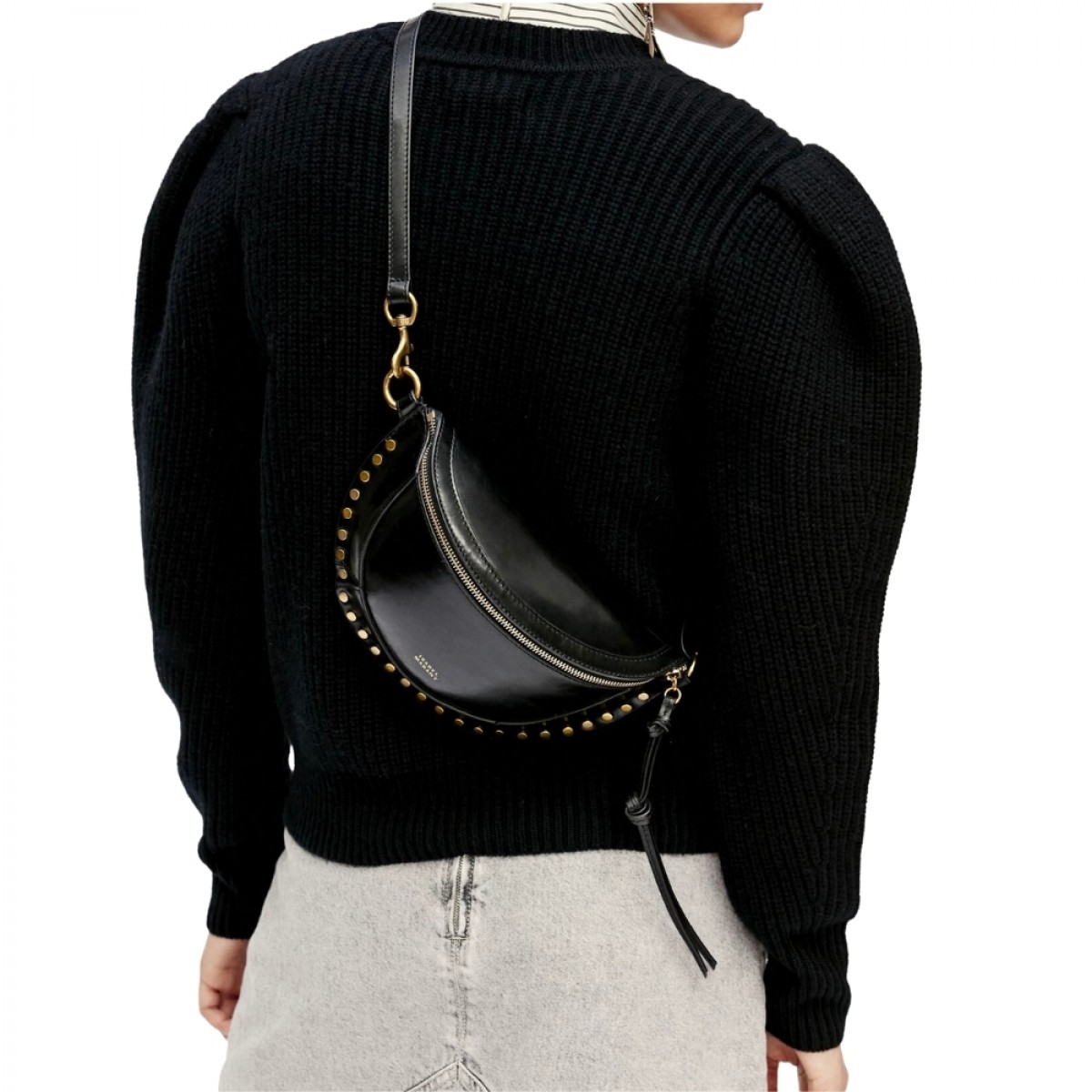 skano leather belt bag - black - model bagfra 