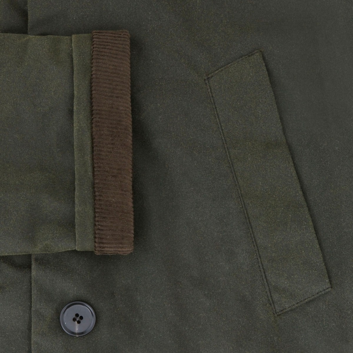 noor coat oil - hunter - ærme detalje