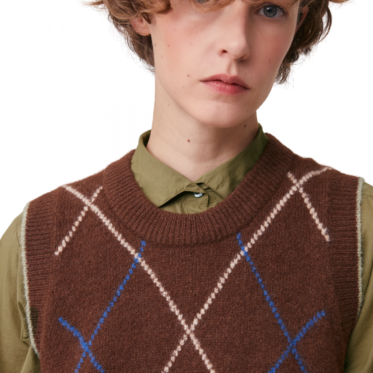 moismont sweater vest eddy no 234 - brown - hals 