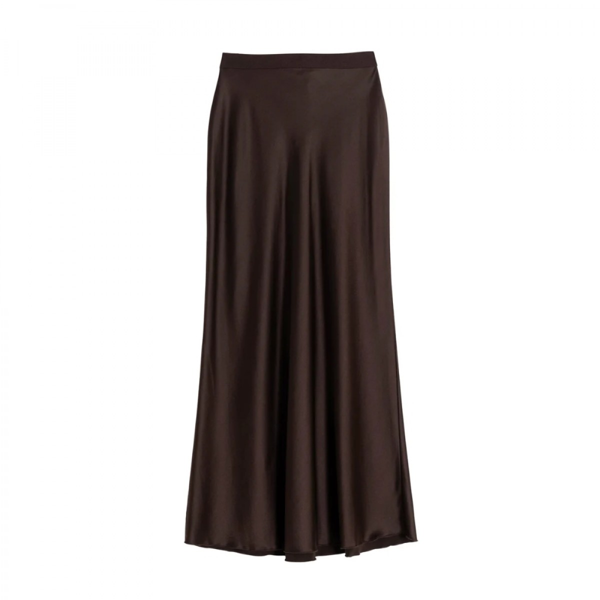 hana satin silk skirt - dark brown - front