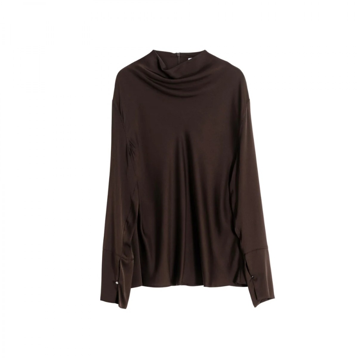ayumi silk blouse - dark brown - front