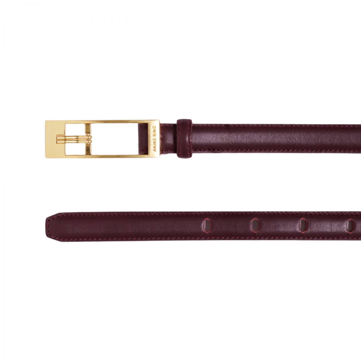 anine bing elly belt smooth leather - burgundy - look