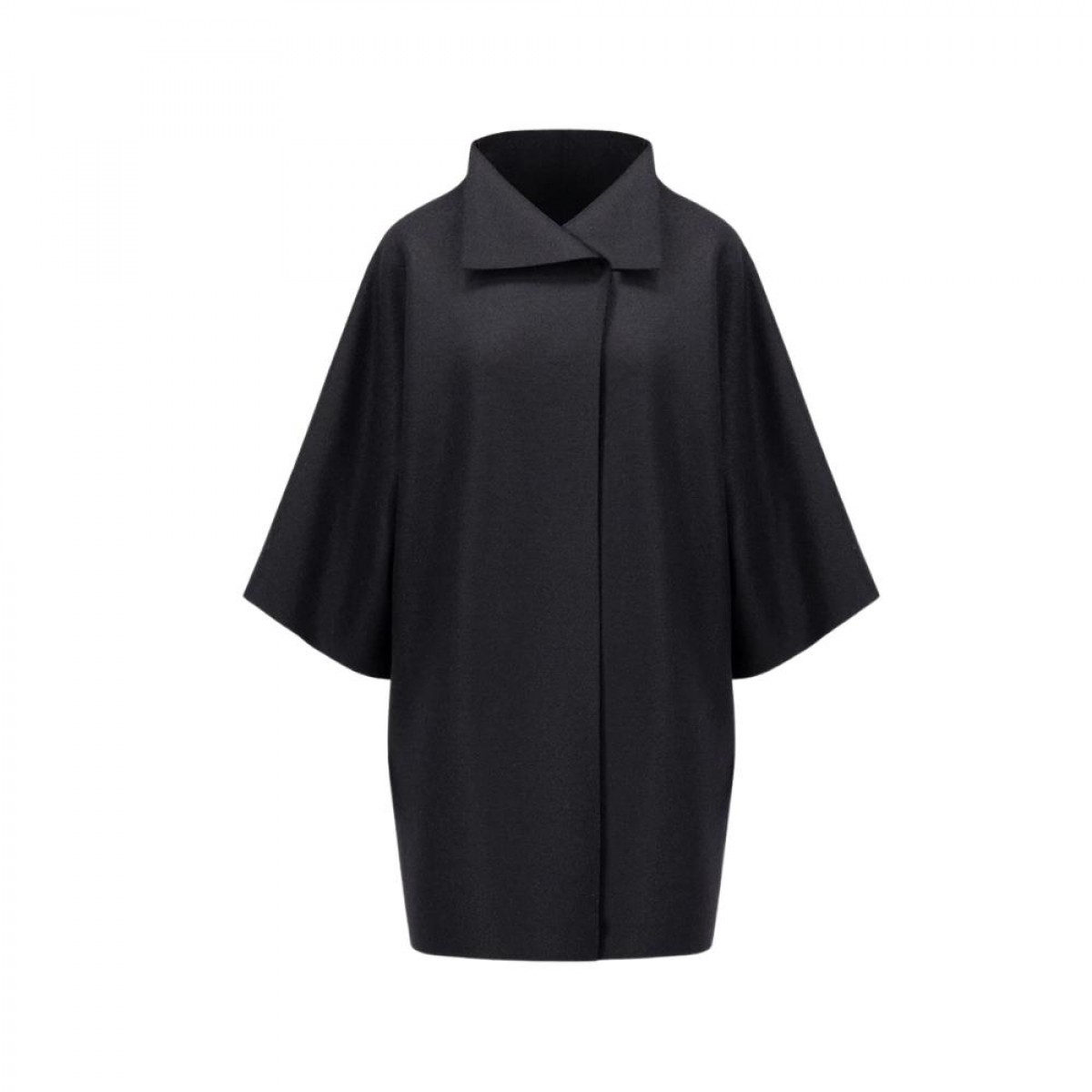 kimono mantle pressed wool - black - front