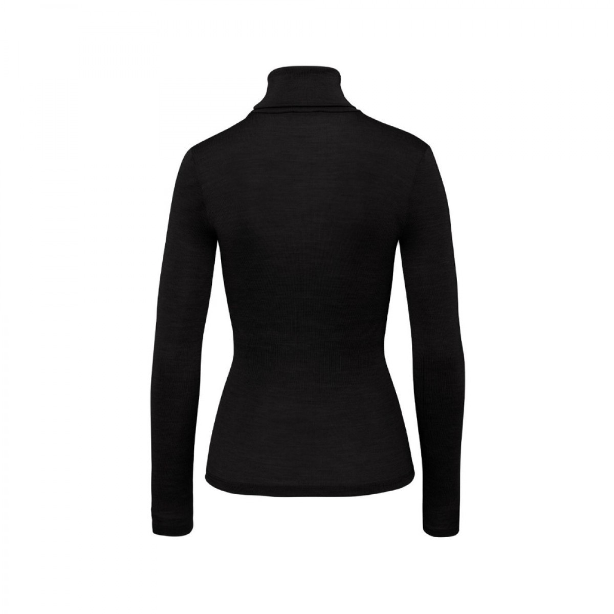 woolen silk turtle-neck shirt - black - front