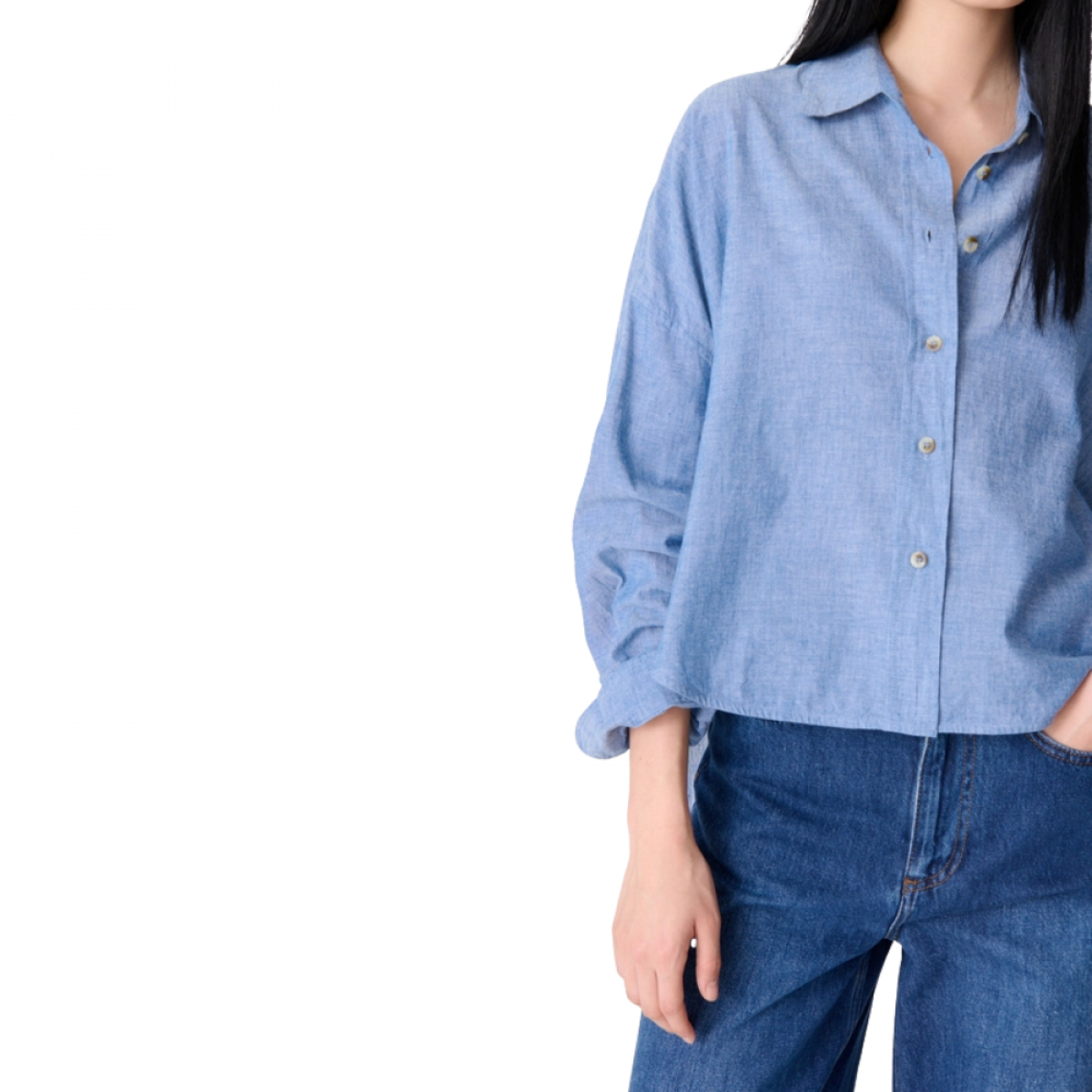brad shirt chambray - blue - fra siden 