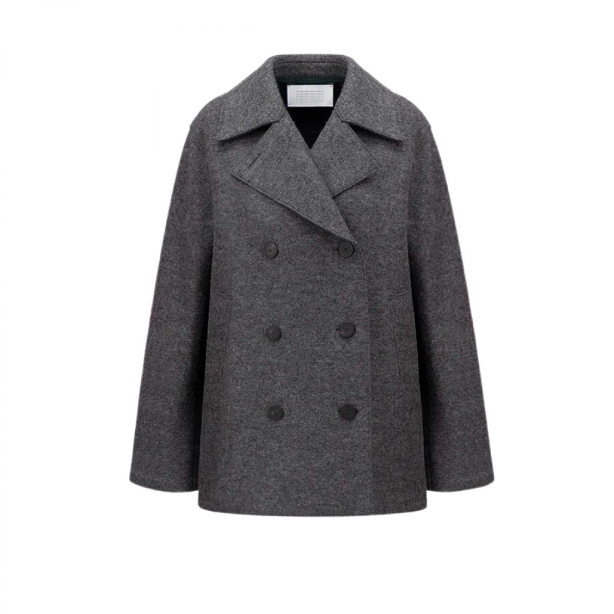 long peacoat pressed wool jacket - middle grey - front