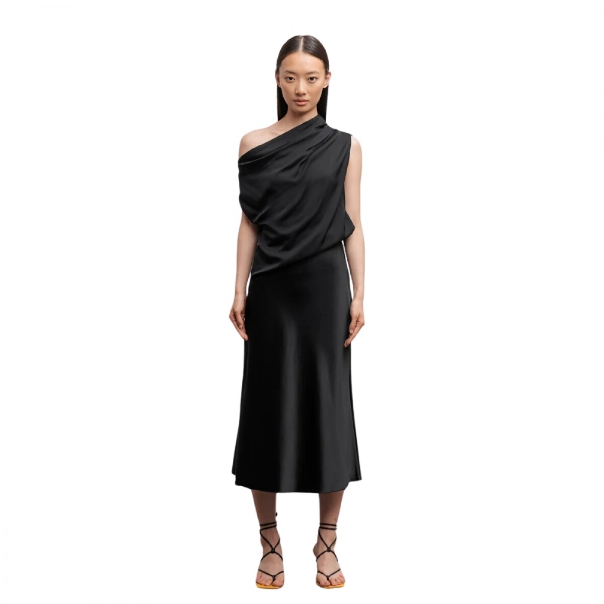 hana satin silk skirt - black - look 3