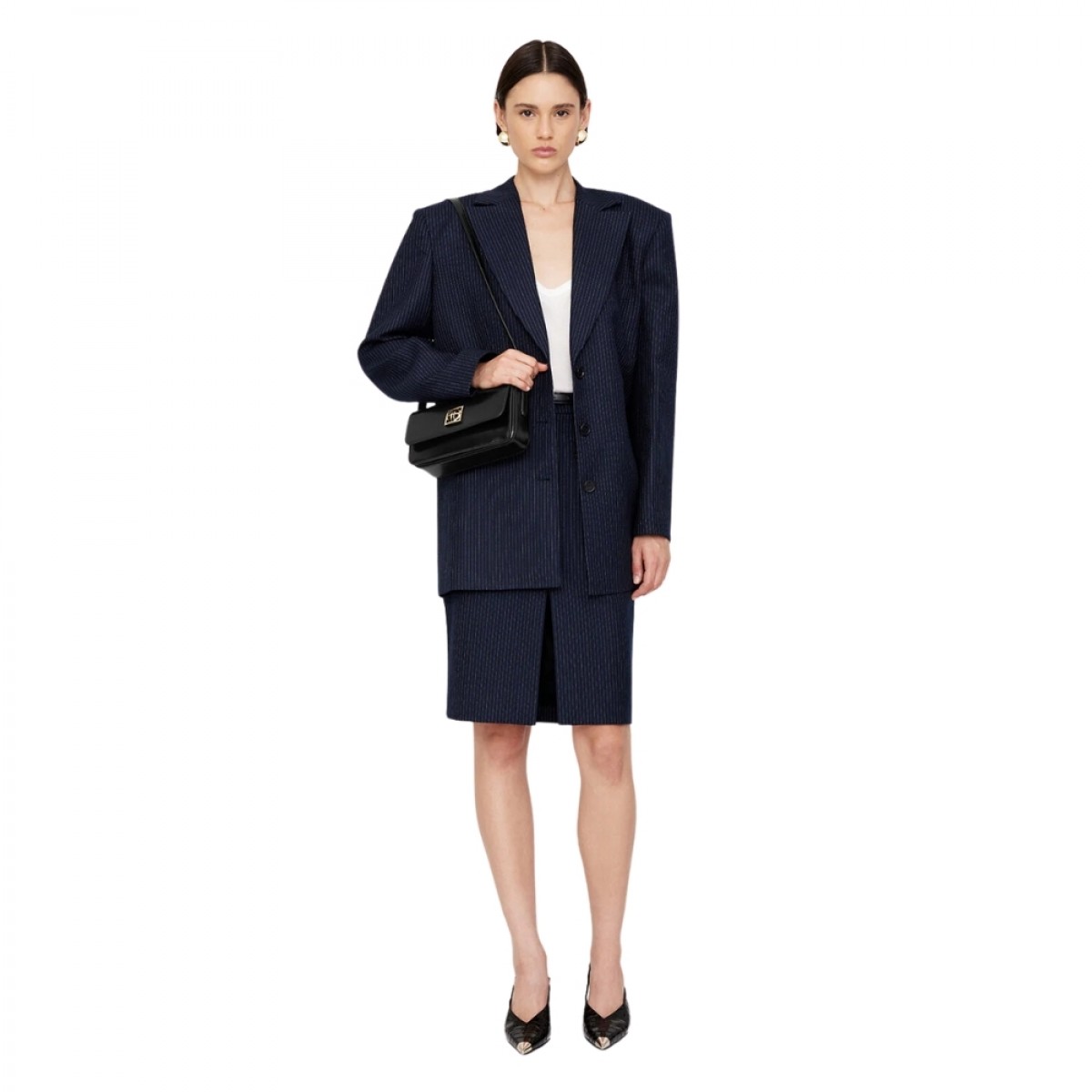 anine bing elly crossbody bag - hight shine black - look
