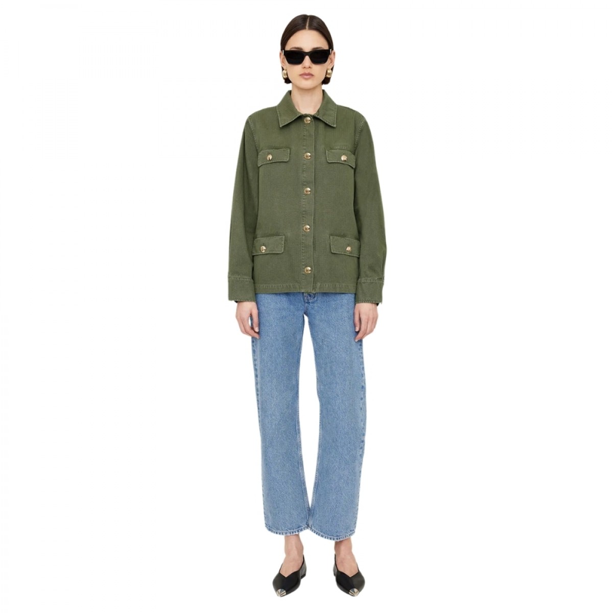 anine bing corey jacket - army green - model look