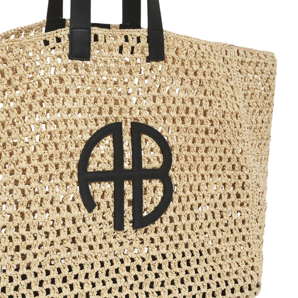 anine bing large rio tote - natural - logo