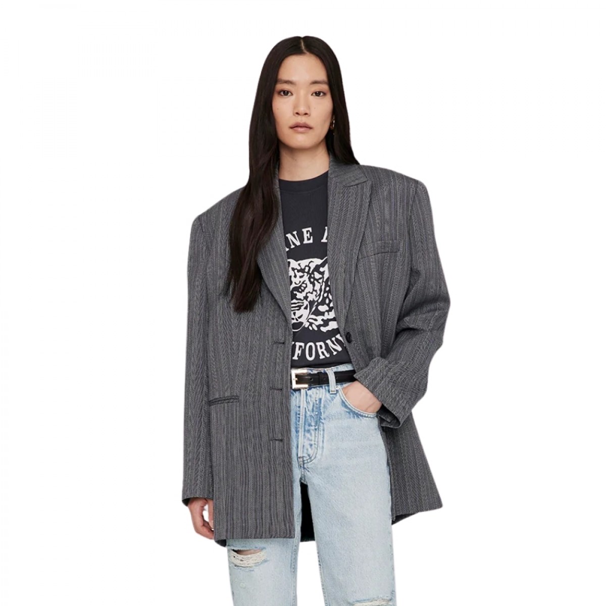 xanine bing ave tee collegiate lepard - washed charcoal - look