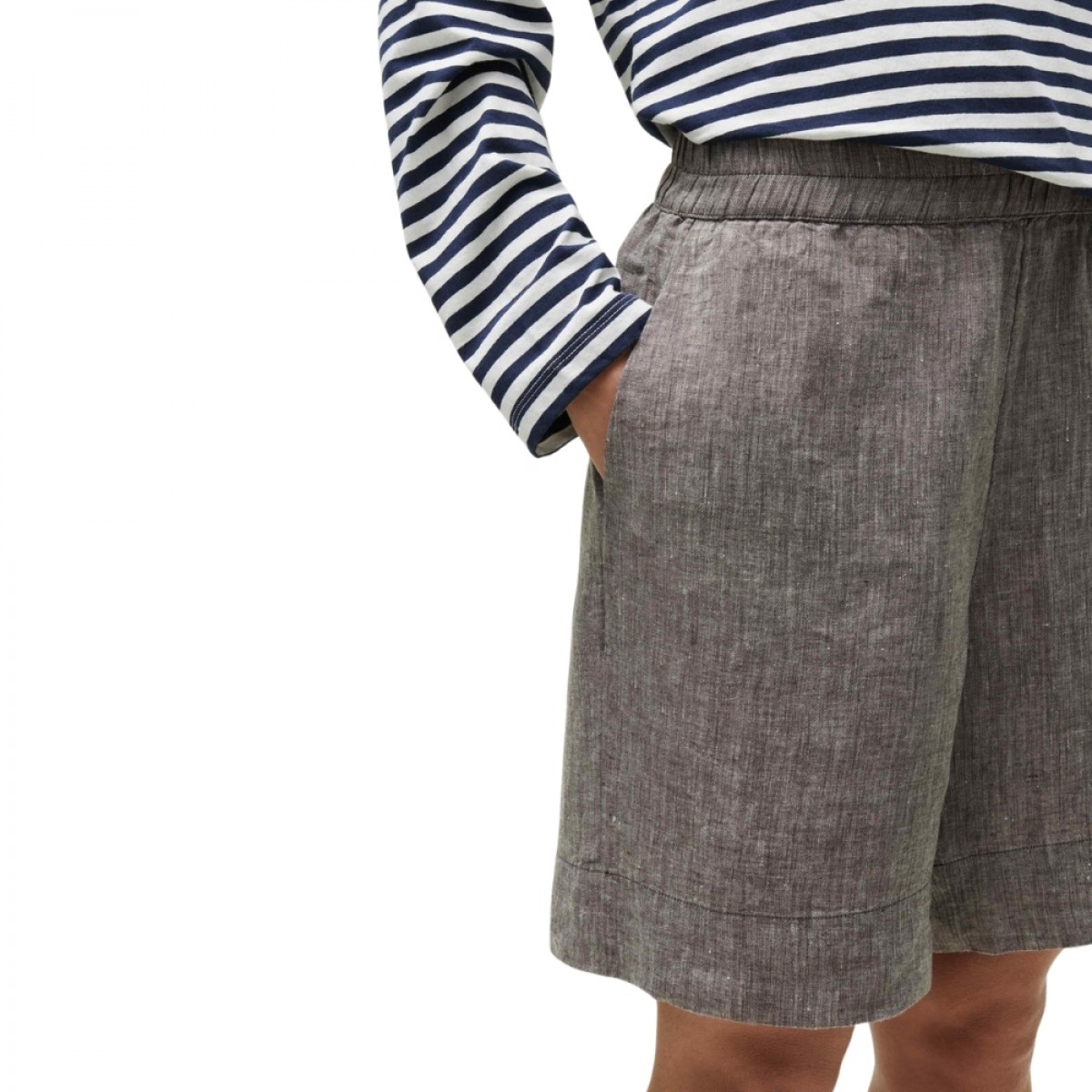 shorts long linen - brown - lomme
