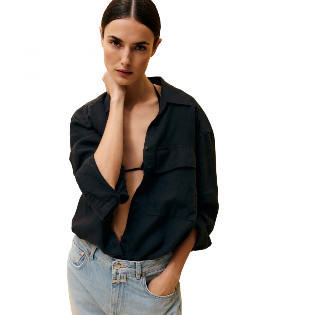 closed utility shirt - black - model look