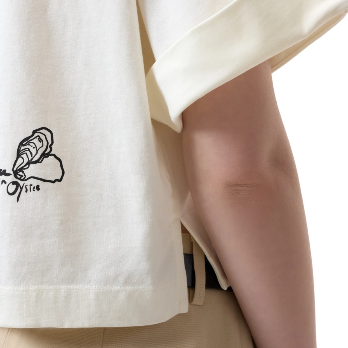 closed cropped t-shirt - ivory - logo ryg
