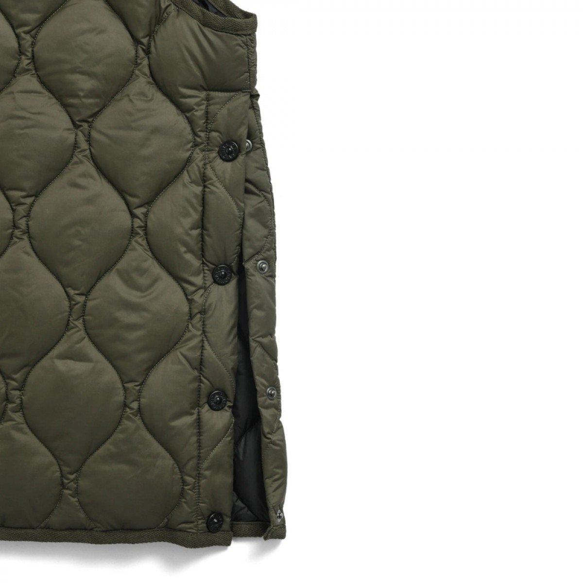 taion unisex military crew neck down vest - d. olive - i siden 