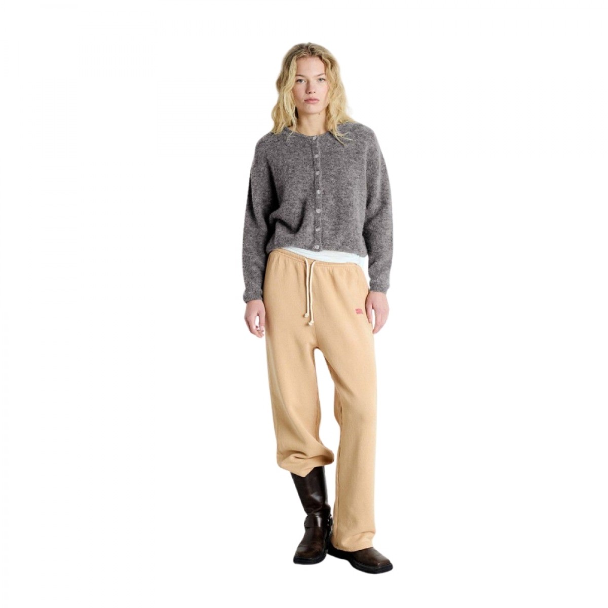 women's cardigan vitow - steel melange - model look 1