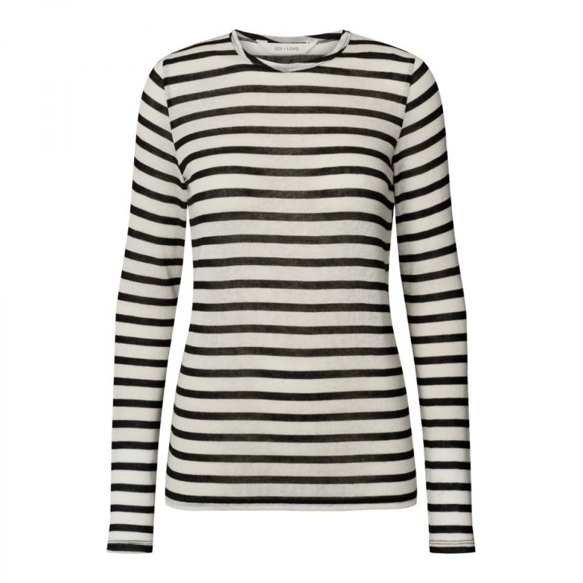 thyra wool sailor reverse wool top - ecru sailor stripe - front