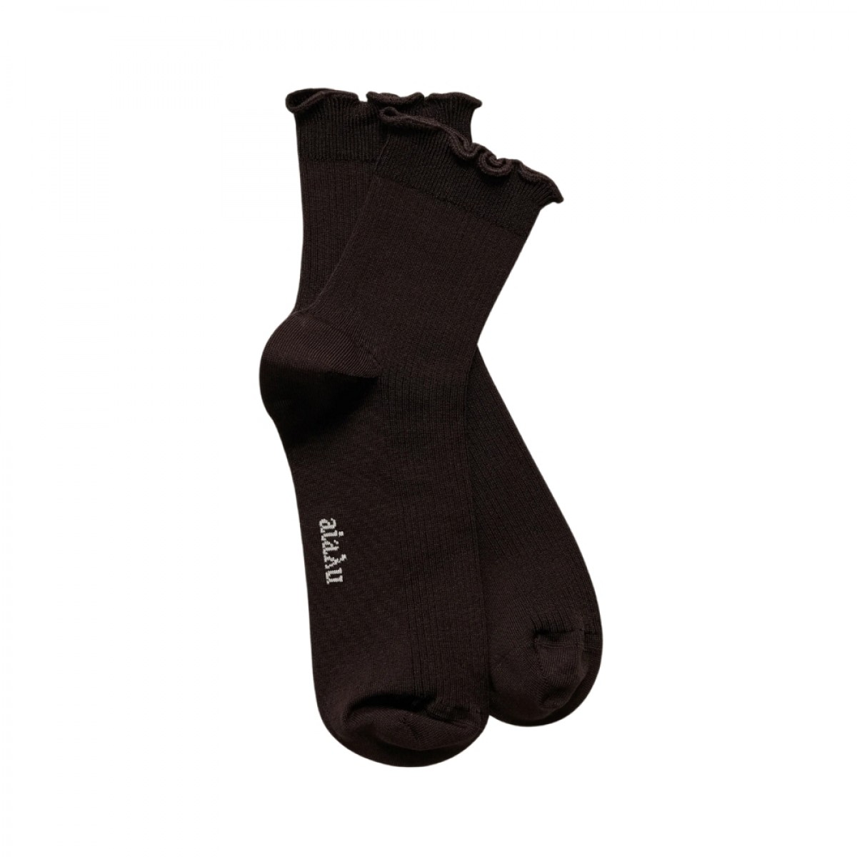 aiayu cotton frill sock - chocolate - look